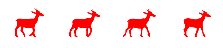 The first four frames of the goat animation.